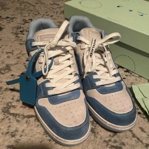 OFF-WHITE OOO Low Out Of Office Sneakers Suede White Light Blue